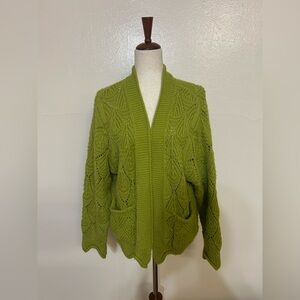 ANGIE Green Knit Women's Sweater Cardigan